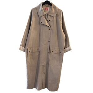 Vintage AUSTRALIAN OUTBACK COLLECTION Classic Canvas Duster Long Coat Beige LG